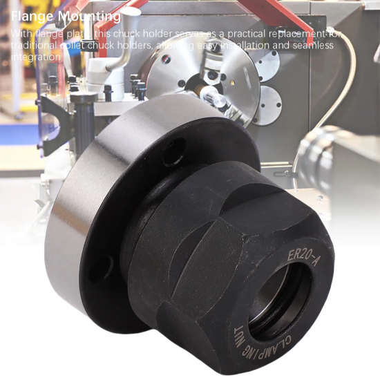 4 Holes Chuck Seat ER20-D45 Eccentric Nut Flange Collet Holder for Lathe Machining Center Lathe Collet Chuck Seat